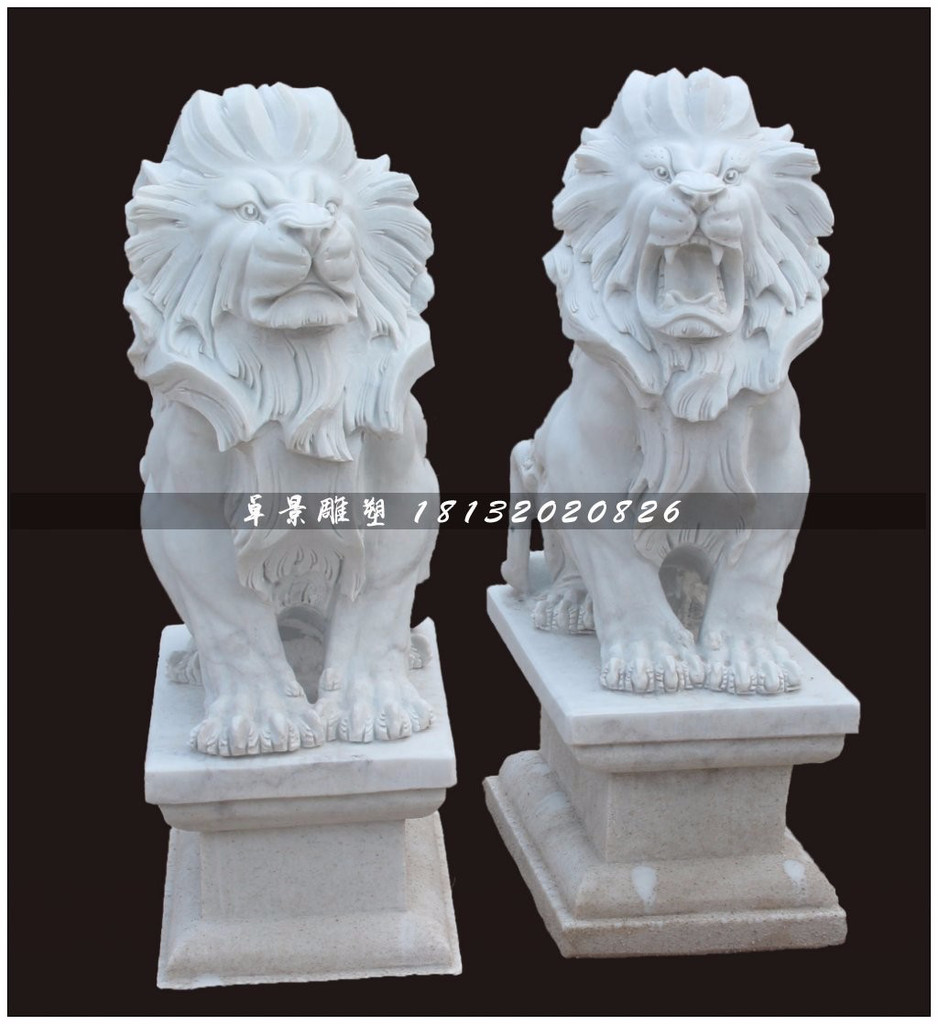 西洋獅石雕，漢白玉西洋獅雕塑