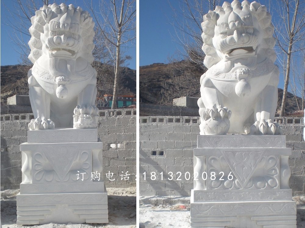 3米高石頭獅子，石雕獅子雕塑  卓景雕塑